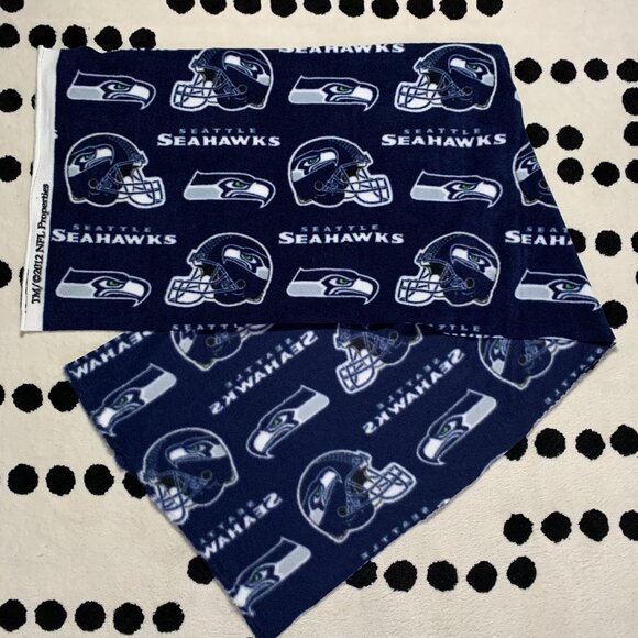 Seattle Seahawks Scarf Football NFL All Over Logo Blue Fleece Winter Fan - Picture 1 of 5